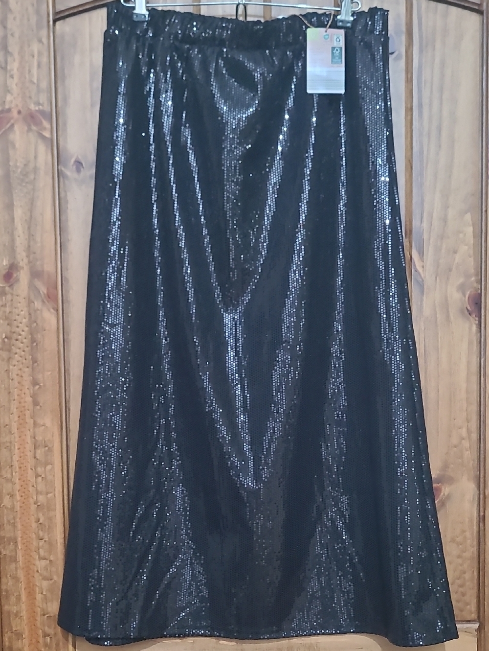 NWT Serra Black Sequin A-Line Skirt